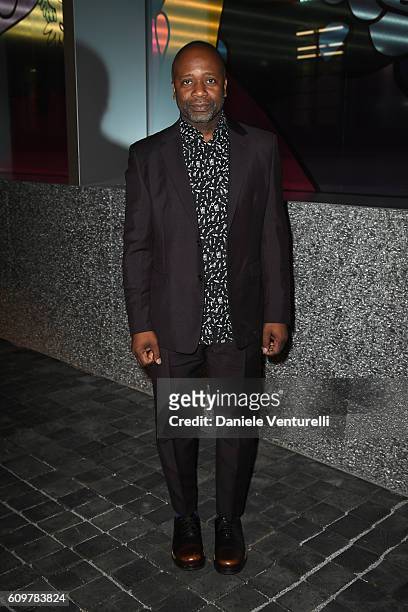 Theaster Gates attends Miuccia Prada and Patrizio Bertelli private screening of a short movie by David O. Russell and dinner party at Fondazione...