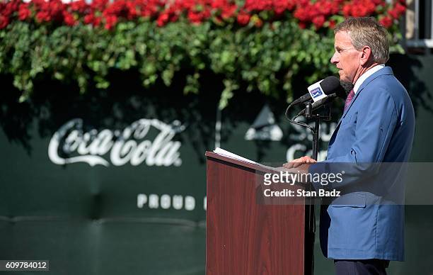 Commissioner Tim Finchem during the first round of the TOUR Championship, the final event of the FedExCup Playoffs, at East Lake Golf Club on...