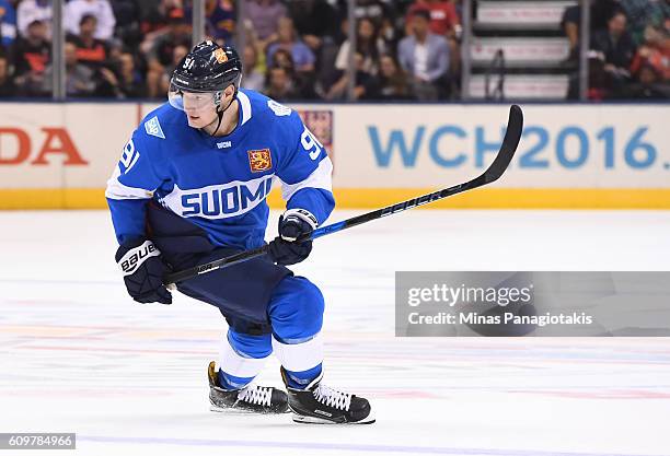 Aleksander Barkov of Team Finland skates against Team North America during the World Cup of Hockey 2016 at Air Canada Centre on September 18, 2016 in...