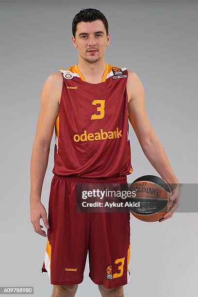 Emir Preldzic, #3 of Galatasaray Odeabank Istanbul poses during the 2016/2017 Turkish Airlines EuroLeague Media Day at Abdi Ipekci Arena on September...