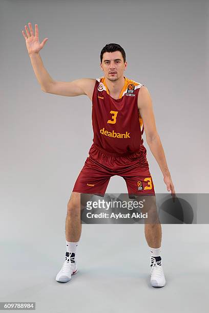 Emir Preldzic, #3 of Galatasaray Odeabank Istanbul poses during the 2016/2017 Turkish Airlines EuroLeague Media Day at Abdi Ipekci Arena on September...