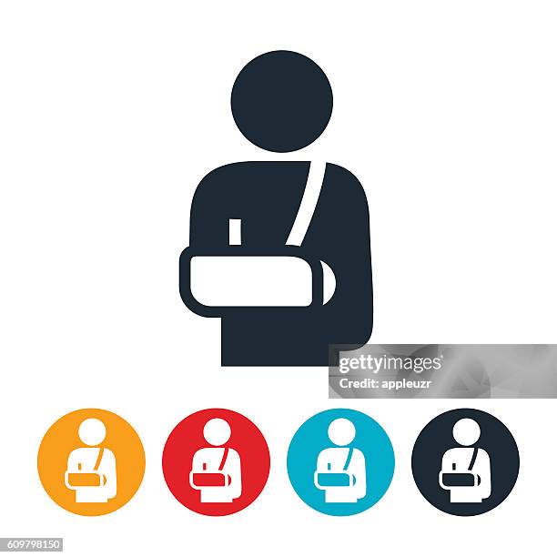 ilustrações de stock, clip art, desenhos animados e ícones de person with broken arm icon - ferido