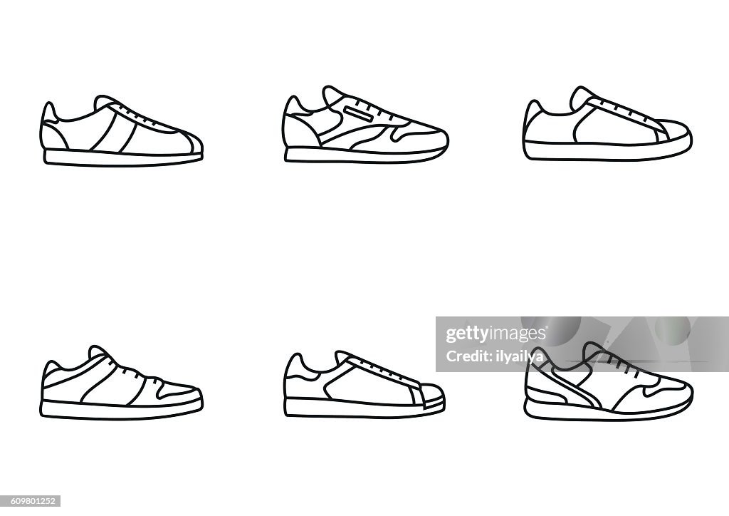 Sneakers icon set
