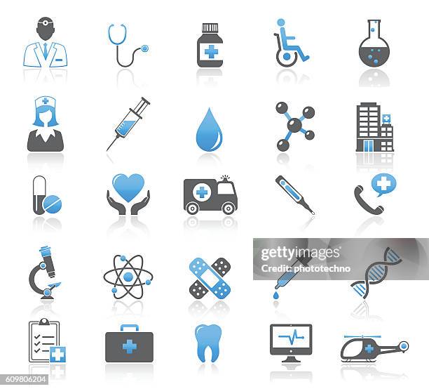 stockillustraties, clipart, cartoons en iconen met universal medical icons set - traumahelikopter