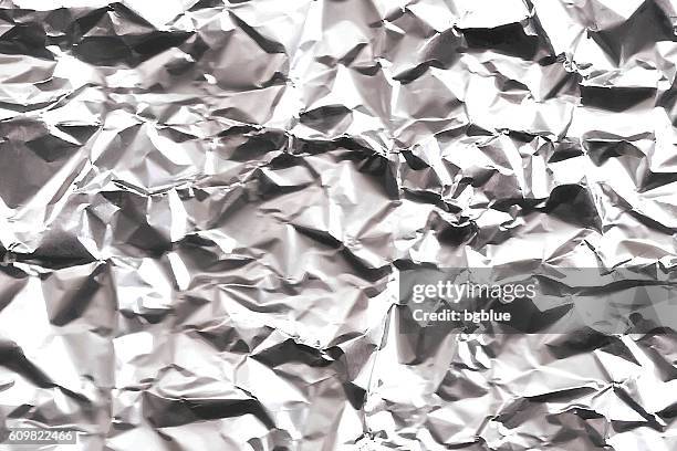 ilustrações de stock, clip art, desenhos animados e ícones de crumpled aluminum foil texture - wide background - alumínio