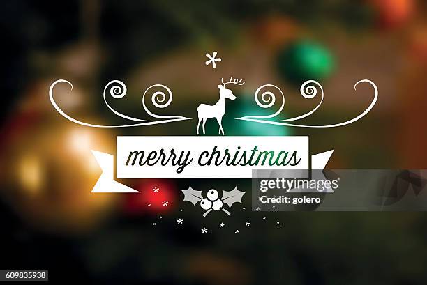 merry christmas line art icon on blurred background - soft light stock illustrations