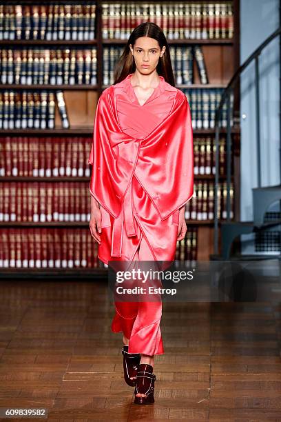 Model walks the runway at the Sies Marjan show on September 11, 2016 in New York City.