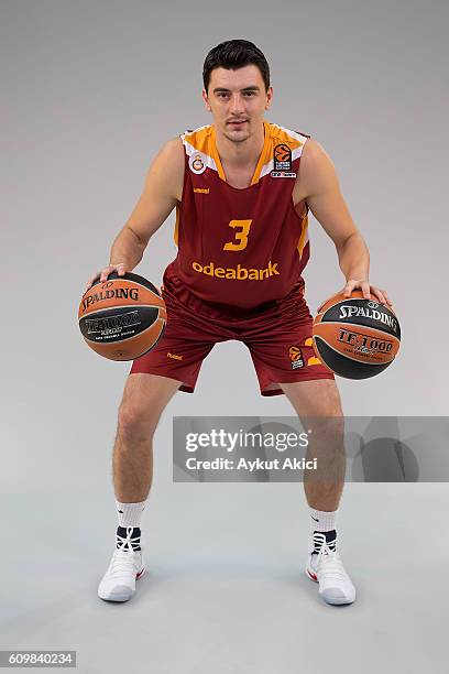 Emir Preldzic, #3 of Galatasaray Odeabank Istanbul poses during the 2016/2017 Turkish Airlines EuroLeague Media Day at Abdi Ipekci Arena on September...