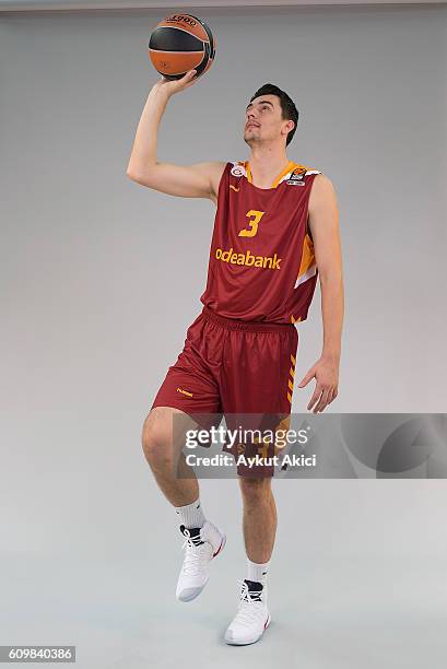 Emir Preldzic, #3 of Galatasaray Odeabank Istanbul poses during the 2016/2017 Turkish Airlines EuroLeague Media Day at Abdi Ipekci Arena on September...