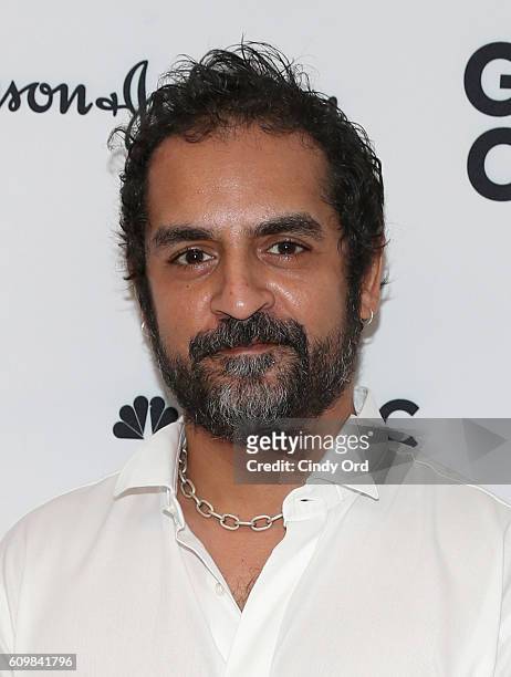 Musician Karsh Kale poses backstage at Global Citizen: The World On Stage at NYU Skirball Center on September 22, 2016 in New York City.