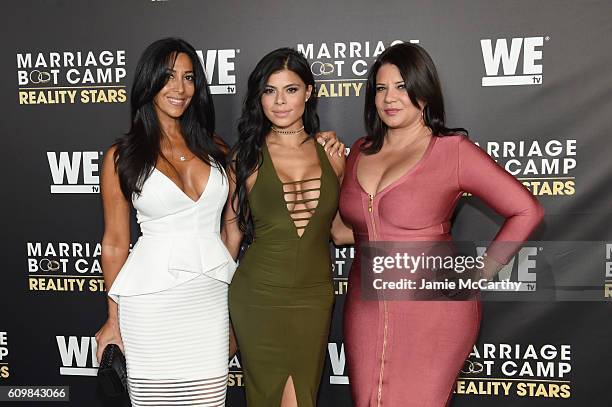 Carla Facciolo, Marissa Jade and Karen Gravano attend The Season 6 Premiere of Marriage Boot Camp Reality Stars at Up & Down on September 22, 2016 in...