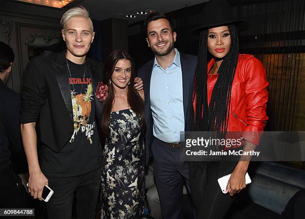 Merika Palmiste, Jade Roper, Tanner Tolbert and Margeaux Simms attend The Season 6 Premiere of Marriage Boot Camp Reality Stars at Up & Down on...