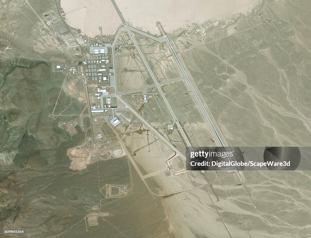 NOVEMBER 21, 2014: DigitalGlobe satellite image Area 51. The United States Air Force facility commonly known as Area 51 is a remote detachment of Edwards Air Force Base, within the Nevada Test and Training Range.