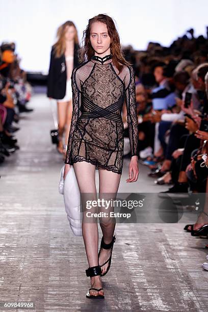 Model walks the runway at the Alexander Wang show at The Arc, Skylight at Moynihan Station on September 10, 2016 in New York City.