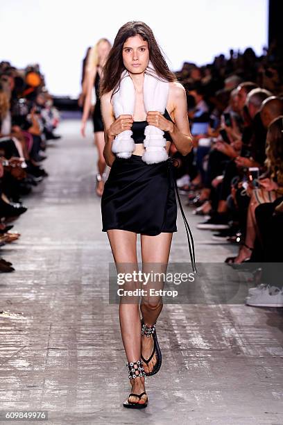 Model walks the runway at the Alexander Wang show at The Arc, Skylight at Moynihan Station on September 10, 2016 in New York City.