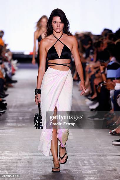 Model walks the runway at the Alexander Wang show at The Arc, Skylight at Moynihan Station on September 10, 2016 in New York City.