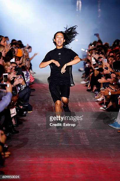 Designer Alexander Wang walks the runway at the Alexander Wang show at The Arc, Skylight at Moynihan Station on September 10, 2016 in New York City.