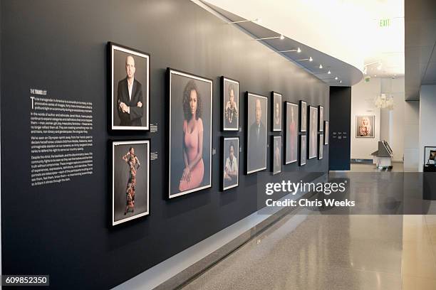 View of the atmosphere at the opening celebration for IDENTITY: Timothy Greenfield-Sanders The List Portraits at The Annenberg Space For Photography...
