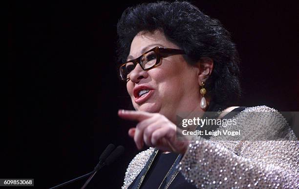 Supreme Court Justice Sonia Sotomayor receives the Leadership Award during the 29th Hispanic Heritage Awards at the Warner Theatre on September 22,...