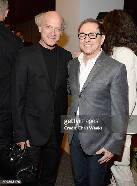 Photographers Timothy Greenfield-Sanders and Matthew Rolston attend the opening celebration for IDENTITY: Timothy Greenfield-Sanders The List...