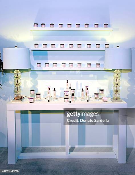 Philosopy products are seen on display at The Age of Cool hosted by Philosophy and Ellen Pompeo at Quixote on September 22, 2016 in West Hollywood,...