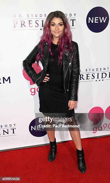 Actress Andrea Russett on the red carpet at the Premiere of Verizon go90's "Mr. Student Body President" at TCL Chinese 6 Theatres on September 22,...