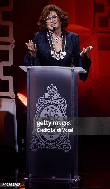 Angelica Maria receives a Legend Award during the 29th Hispanic Heritage Awards at the Warner Theatre on September 22, 2016 in Washington, DC.