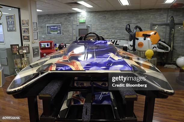 Speed boat with a fiberglass hull stands on display at a King's Fiberglass Pty. Ltd. Facility in Melbourne, Australia, on Wednesday, Aug. 17, 2016....