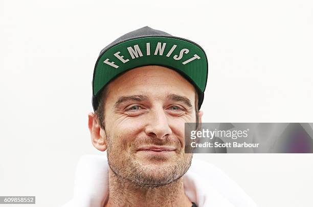 Jobe Watson smiles as he speaks to the media about his AFL playing future during an Essendon Bombers AFL media session at St Bernard's College on...