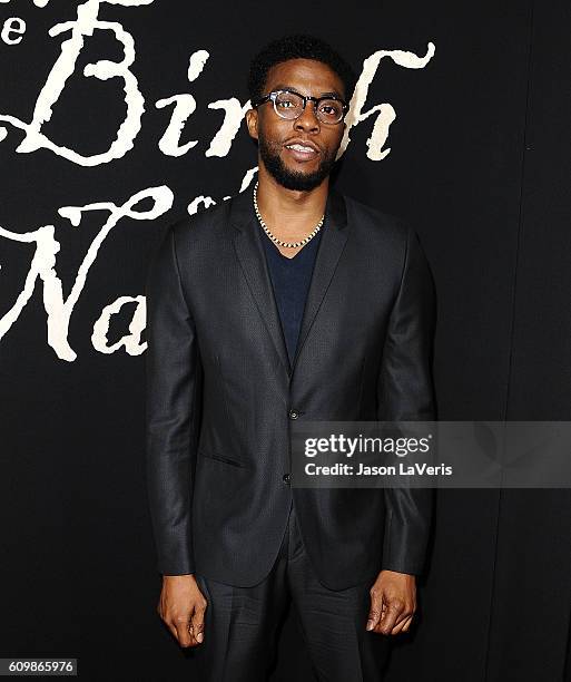 Actor Chadwick Boseman attends the premiere of "The Birth of a Nation" at ArcLight Cinemas Cinerama Dome on September 21, 2016 in Hollywood,...