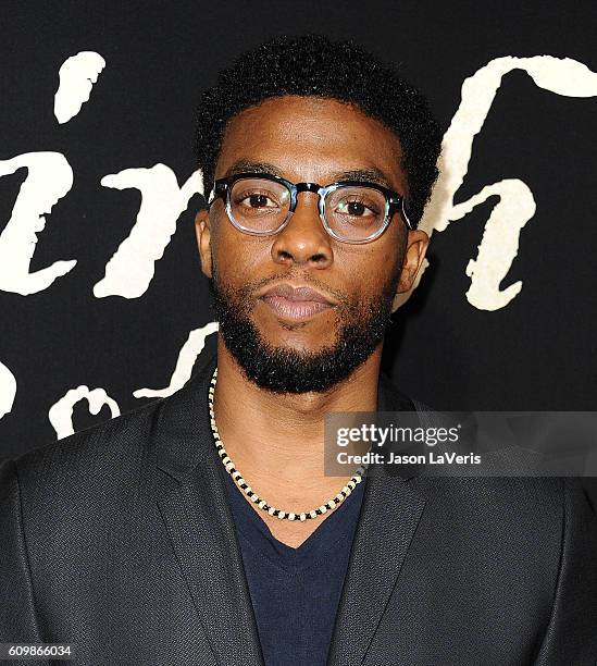 Actor Chadwick Boseman attends the premiere of "The Birth of a Nation" at ArcLight Cinemas Cinerama Dome on September 21, 2016 in Hollywood,...