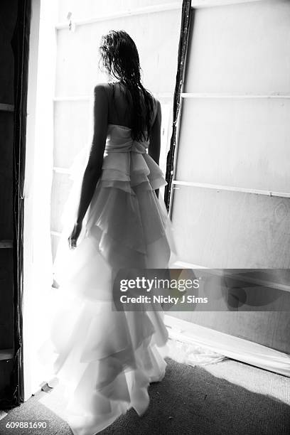 An alternative view of a model walking out onto the runway at the Irynvigre show during London Fashion Week Spring/Summer collections 2017 on...