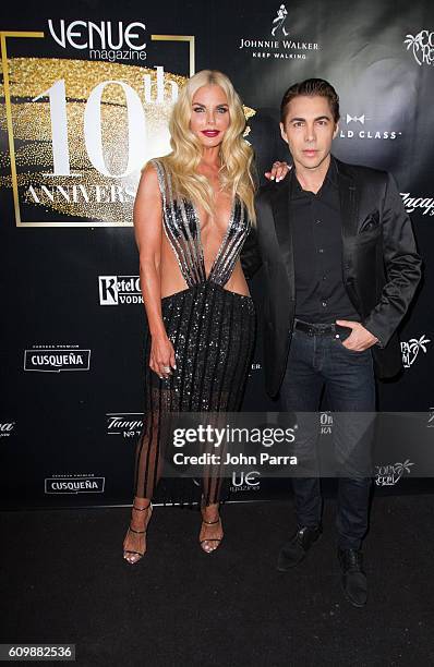 Alexia Echevarria and Nicolas Felizola attend Venue Magazine's Sept/Oct 2016 Cover Party With Chino y Nacho on September 22, 2016 in Miami, Florida.