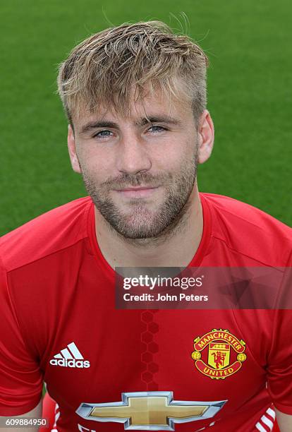 Luke Shaw of Manchester United poses for a portrait at the Manchester United Official Photocall on September 19, 2016 in Manchester, England.