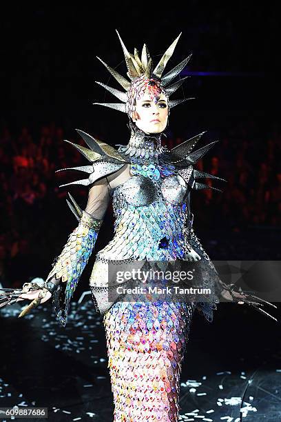 Model showcases the Gillian Saunders design Supernova which won on the Brancott Estate Supreme WOW¨ Award at the World of WearableArt Awards 2016 on...