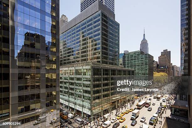 aerial view of midtown manhattan - avenue of the americas stock pictures, royalty-free photos & images