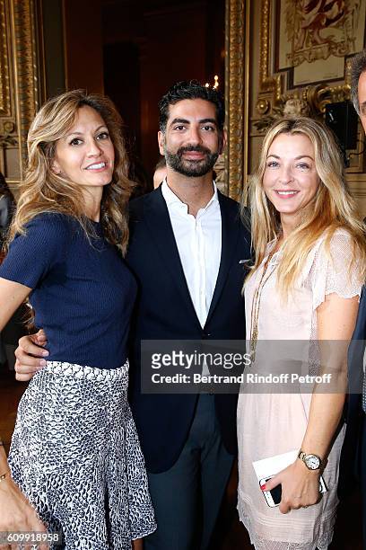 Ulla Parker, Fahd Hariri and Arabelle Reille Mahdavi attend Cyril Karaoglan receives the Medal of Commander of Arts and Letters at Opera Garnier on...