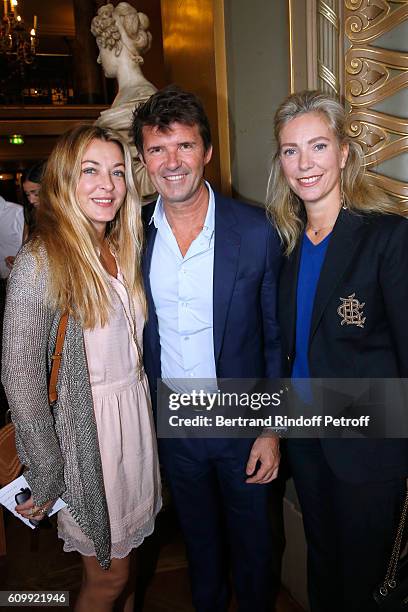 Arabelle Reille Mahdavi, Paul-Emmanuel Reiffers and Pauline Favier attend Cyril Karaoglan receives the Medal of Commander of Arts and Letters at...