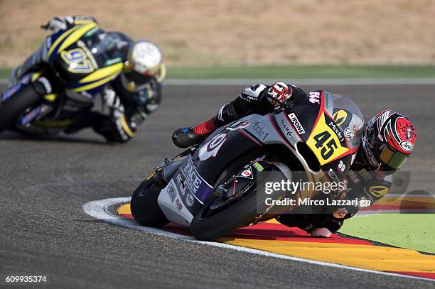 Tetsuta NAGASHIMA of Japan and Ajo Motorsport Academy leads the field during the MotoGP of Spain - Free Practice at Motorland Aragon Circuit on...