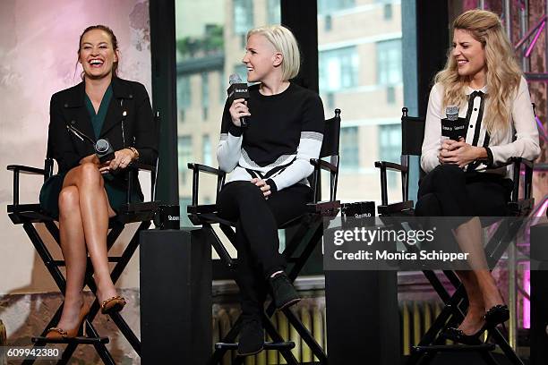 Comedians and YouTube personalities Mamrie Hart, Hannah Hart and Grace Helbig speak at The Build Series Presents Grace Helbig, Mamrie Hart And Hannah...