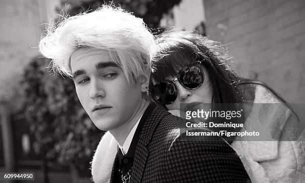 Actress Isabelle Adjani and actor/son Gabriel-Kane Day-Lewis are photographed for Madame Figaro on April 4, 2016 in Paris, France. Isabelle: Coat ,...