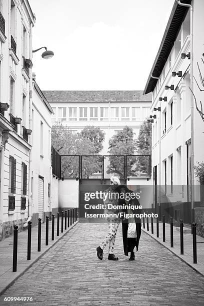 Actress Isabelle Adjani and actor/son Gabriel-Kane Day-Lewis are photographed for Madame Figaro on April 4, 2016 in Paris, France. Isabelle: Coat ,...