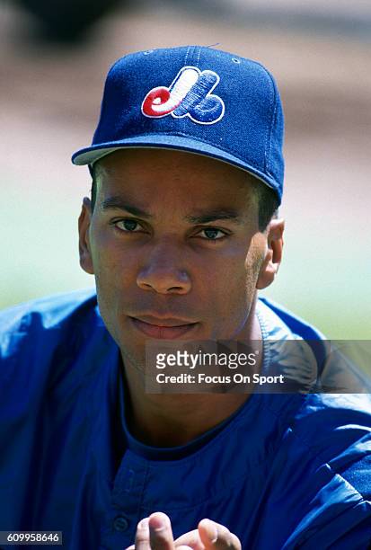 Moises Alou of the Montreal Expos looks on prior to the start of a Major League Baseball game circa 1993. Alou played for the Expos from 1990,...