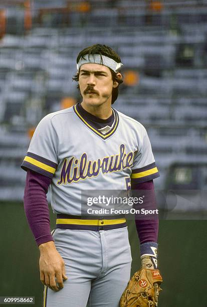 Ned Yost of the Milwaukee Brewers looks on prior to the start of a Major League Baseball game circa 1982. Yost played for the Brewers from 1980-83.