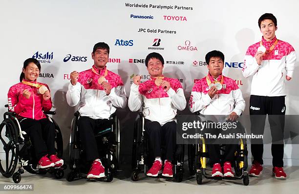 Wheelchair Tennis Women's Singles bronze medalist Yui Kamiji, Wheelchair Tennis Men's Doubles bronze medalists Satoshi Saida and Shingo Kunieda,...