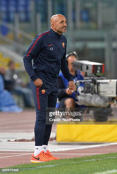 Luciano Spalletti during the Italian Serie A football match between A.S. Roma and F.C. Crotone at the Olympic Stadium in Rome, on september 21, 2016.