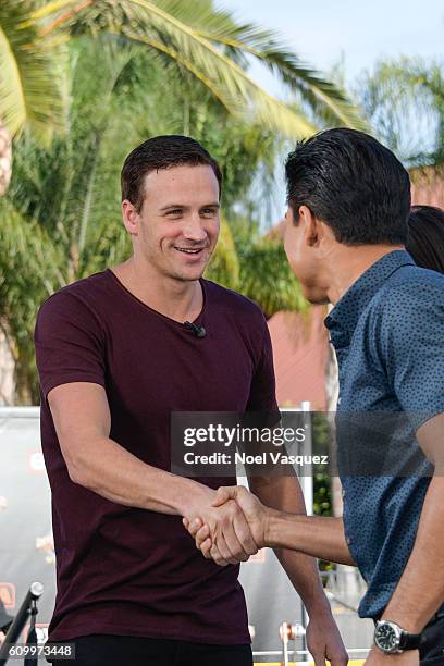 Ryan Lochte visits "Extra" at Universal Studios Hollywood on September 23, 2016 in Universal City, California.