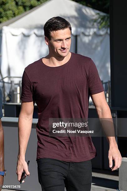 Ryan Lochte visits "Extra" at Universal Studios Hollywood on September 23, 2016 in Universal City, California.