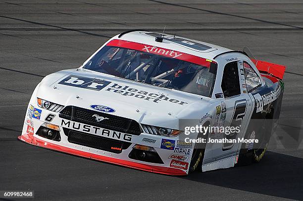 Darrell Wallace Jr., driver of the Report Ford Mustang Ford, on track during practice for the NASCAR XFINITY Series VysitMyrtleBeach.com 300 at...