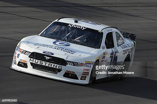 Blake Jones, driver of the Global Building Contractors Ford, on track during practice for the NASCAR XFINITY Series VysitMyrtleBeach.com 300 at...